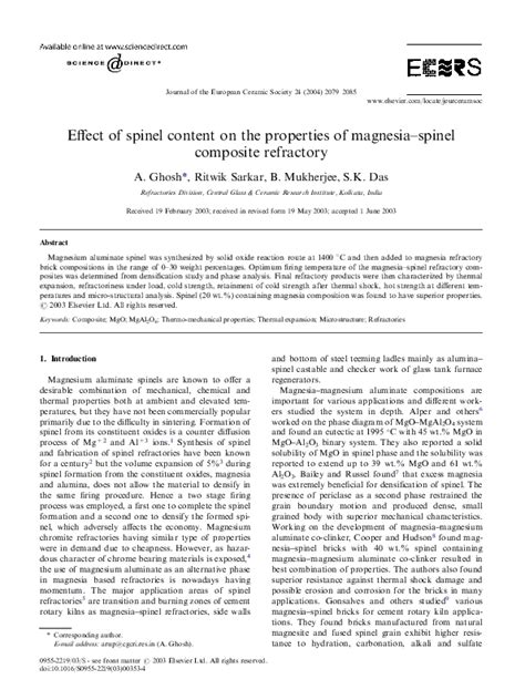 Effect of spinel content on the properties of magnesia.
